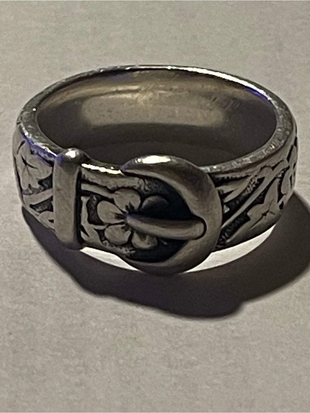 James Avery Silver Floral Belt Buckle Ring